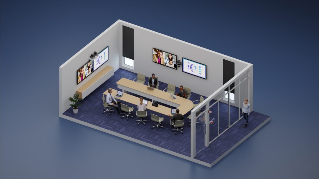 Sala de conferencias Crestron Sightline con vision sin obstaculos